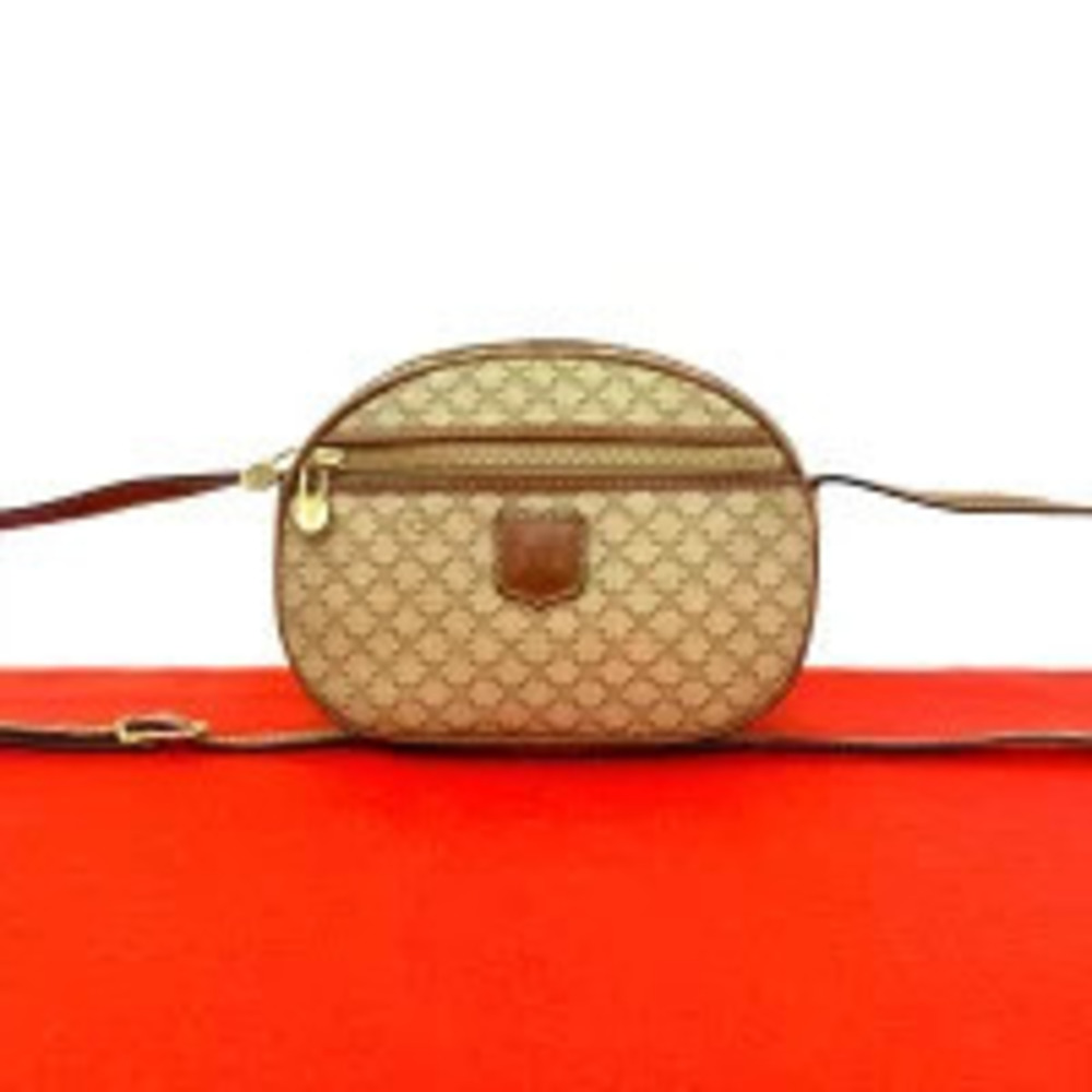 Celine Macadam Blazon Triomphe Leather Shoulder Bag Brown